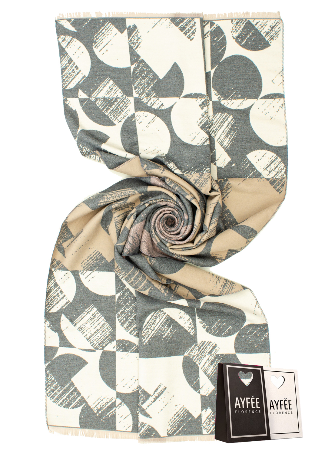 STOLA JACQUARD SHADED FLOWER, CM 70*180, 100% VI, MADE IN PRC        - GREY